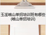 玉溪峨山单招培训班有哪些(峨山单招培训)