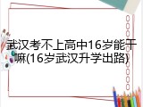 武汉考不上高中16岁能干嘛(16岁武汉升学出路)