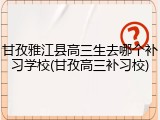 甘孜雅江县高三生去哪个补习学校(甘孜高三补习校)