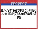 遵义习水县找单招集训的机构有哪些(习水单招集训机构)