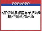 洛阳伊川县哪里有单招培训班(伊川单招培训)