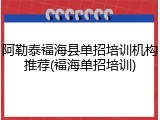 阿勒泰福海县单招培训机构推荐(福海单招培训)