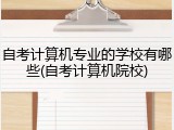 自考计算机专业的学校有哪些(自考计算机院校)