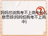 妈妈总说我考不上高中什么意思呀(妈妈怕我考不上高中)
