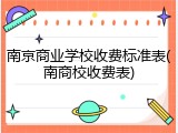 南京商业学校收费标准表(南商校收费表)