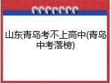 山东青岛考不上高中(青岛中考落榜)