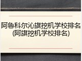 阿鲁科尔沁旗挖机学校排名(阿旗挖机学校排名)