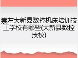 崇左大新县数控机床培训技工学校有哪些(大新县数控技校)