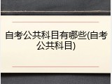 自考公共科目有哪些(自考公共科目)