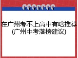 在广州考不上高中有啥推荐(广州中考落榜建议)