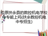 松原扶余县的数控机电学校中专能上吗(扶余数控机电中专招生)
