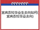 宜宾农校毕业生去向如何(宜宾农校毕业去向)