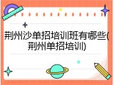 荆州沙单招培训班有哪些(荆州单招培训)