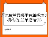 河池东兰县哪里有单招培训机构(东兰单招培训)