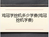 鸡冠学挖机多少学费(鸡冠挖机学费)