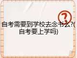 自考需要到学校去念书么?(自考要上学吗)