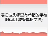 湛江坡头哪里有单招的学校啊(湛江坡头单招学校)