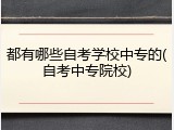 都有哪些自考学校中专的(自考中专院校)