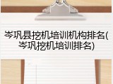 岑巩县挖机培训机构排名(岑巩挖机培训排名)