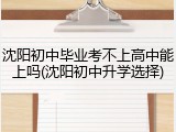 沈阳初中毕业考不上高中能上吗(沈阳初中升学选择)