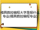 模具数控编程大学是报什么专业(模具数控编程专业)