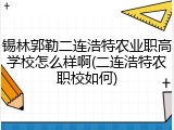 锡林郭勒二连浩特农业职高学校怎么样啊(二连浩特农职校如何)
