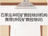 石家庄井陉矿数控培训机构推荐(井陉矿数控培训)