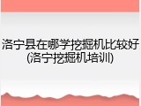 洛宁县在哪学挖掘机比较好(洛宁挖掘机培训)