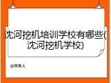 沈河挖机培训学校有哪些(沈河挖机学校)