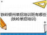 铁岭银州单招培训班有哪些(铁岭单招培训)