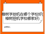 樟树学挖机在哪个学校好(樟树挖机学校哪家好)