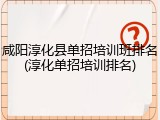 咸阳淳化县单招培训班排名(淳化单招培训排名)