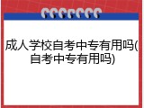 成人学校自考中专有用吗(自考中专有用吗)