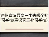 达州宣汉县高三生去哪个补习学校(宣汉高三补习学校)