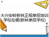 大兴安岭新林正规单招培训学校在哪(新林单招学校)