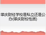 肇庆财经学校是私立还是公办(肇庆财校性质)