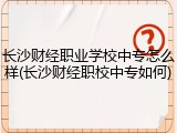 长沙财经职业学校中专怎么样(长沙财经职校中专如何)