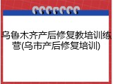 乌鲁木齐产后修复教培训练营(乌市产后修复培训)