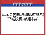 郓城县挖机培训机构排名(郓城挖机培训排名)