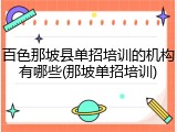 百色那坡县单招培训的机构有哪些(那坡单招培训)