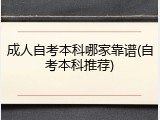 成人自考本科哪家靠谱(自考本科推荐)