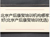 北京产后康复培训机构哪家好(北京产后康复培训优选)