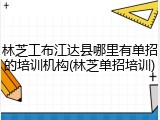 林芝工布江达县哪里有单招的培训机构(林芝单招培训)