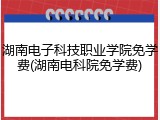 湖南电子科技职业学院免学费(湖南电科院免学费)