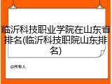 临沂科技职业学院在山东省排名(临沂科技职院山东排名)