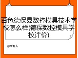 百色德保县数控模具技术学校怎么样(德保数控模具学校评价)