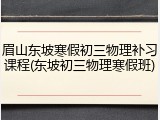 眉山东坡寒假初三物理补习课程(东坡初三物理寒假班)