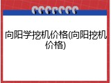 向阳学挖机价格(向阳挖机价格)