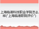 上海临港科技职业学院怎么样("上海临港职院评价")