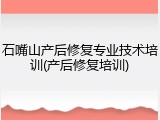 石嘴山产后修复专业技术培训(产后修复培训)